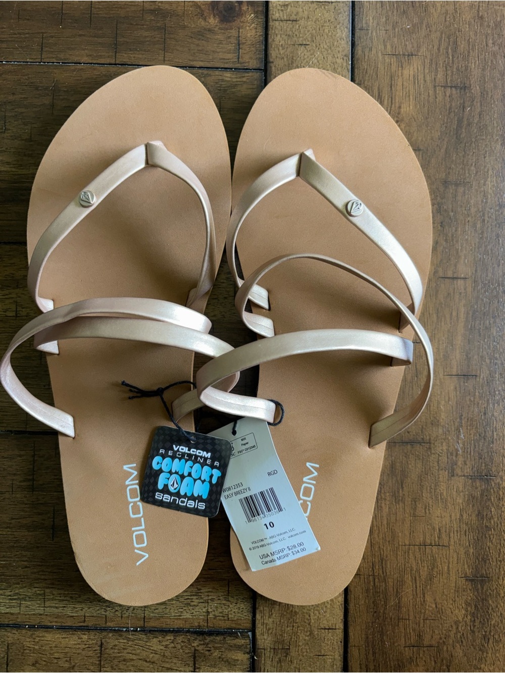 Volcom Women's Tan Comfort Foam Easy Breezy Sandals